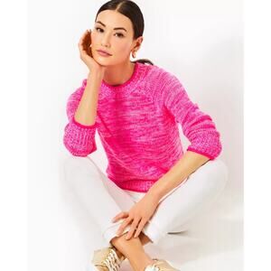 Lilly Pulitzer Deba Sweater Long Sleeve Crew Pullover Passion Fruit Pink SZ XS